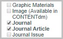 Pre-selected Journal and Journal Article facets
