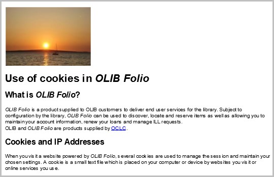 Folio default cookie message.