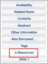Tabs display showing new label "e-Resources"