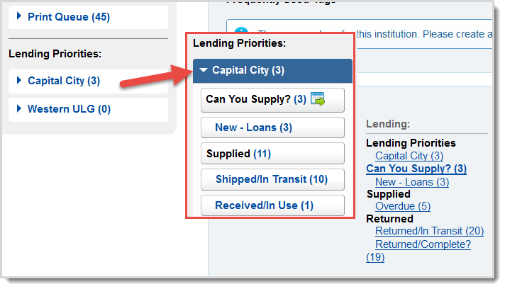 Screenshot to lending priorities in Tipasa with callout to priority borrowers groups