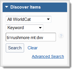 Screenshot of an Expert Discover Items search with All WorldCat as the search scope, and Keyword as the index