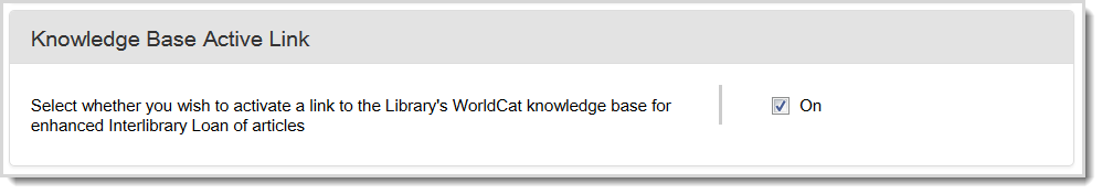 Screenshot of area with checkbox to enable knowledge base active link