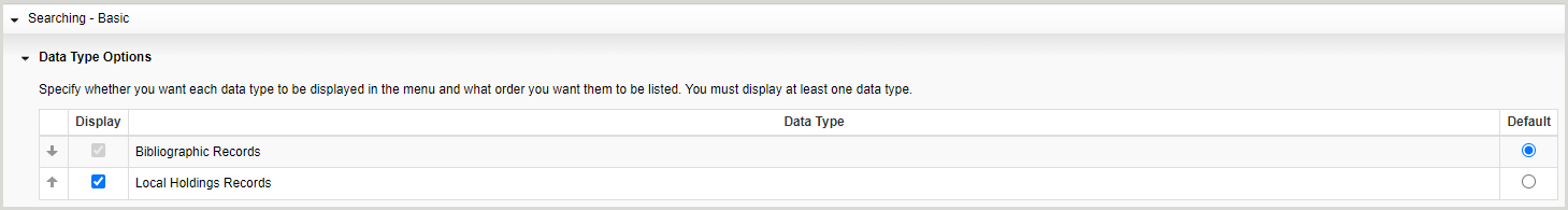 Data type options
