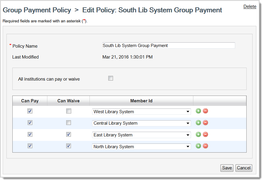 Group payment policy
