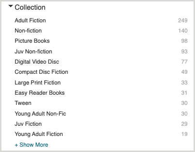 A list of TLC OPAC Collection Filters. More examples in the table below.
