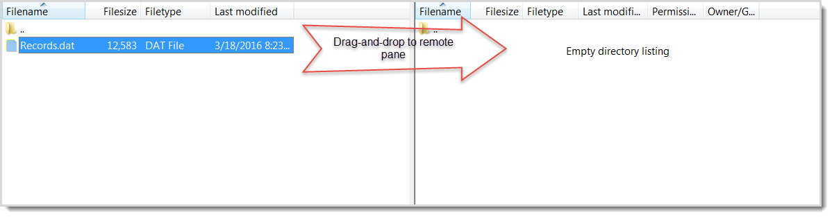 FileZilla upload drag-and-drop