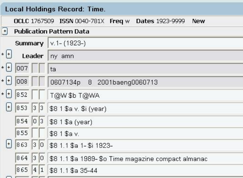 Serial Record with Supplements and Indexes