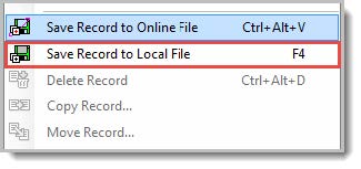 Connexion client save record to local file