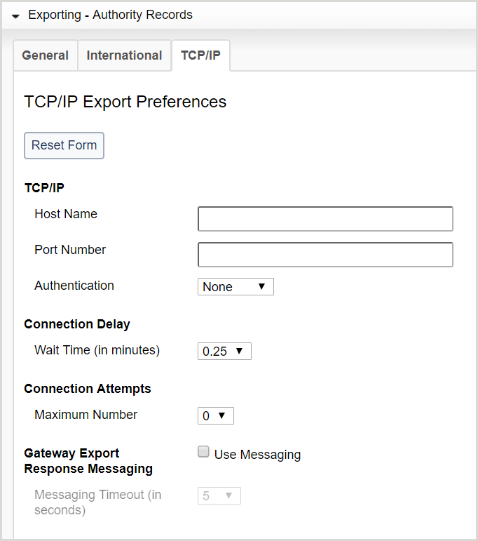 TCP/IP export preferences