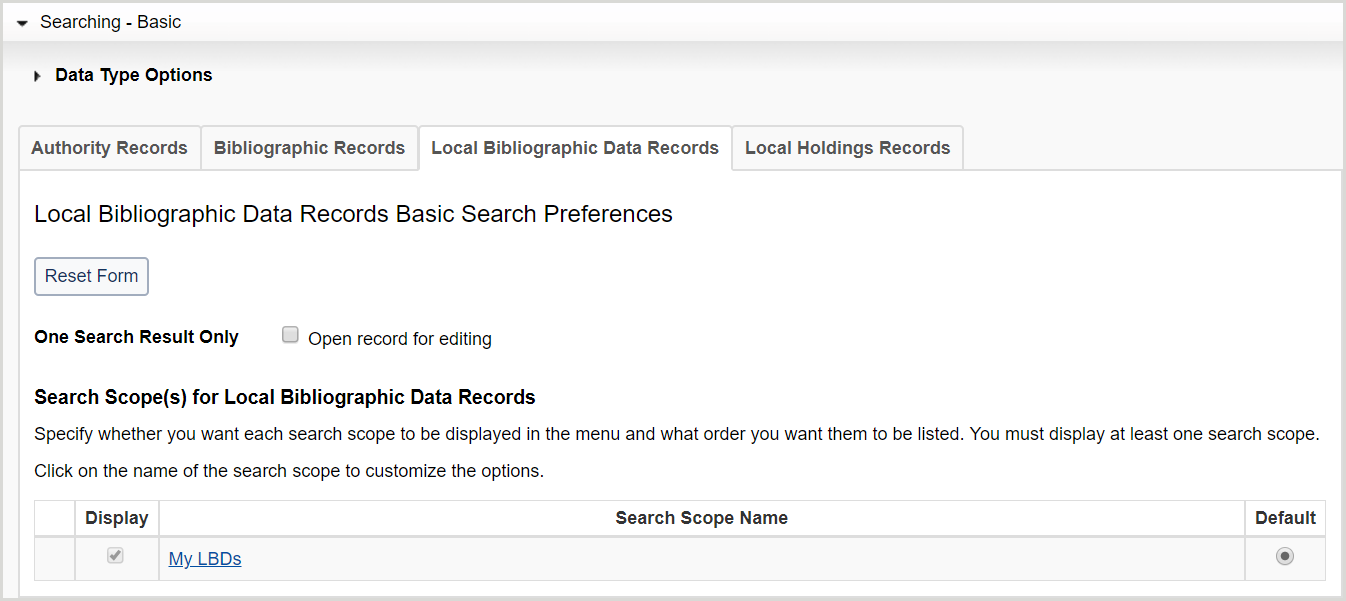Basic searching - Local bibliographic data records