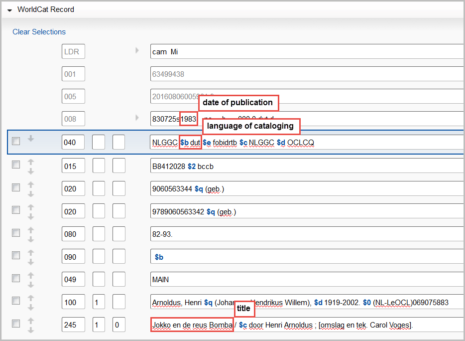 Data elements used in matching