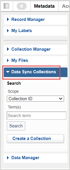 Collection Manager data sync collection search