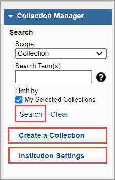 Collection Manager menu