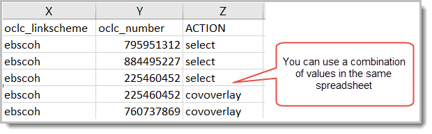 You can use a combination of values in the same spreadsheet.