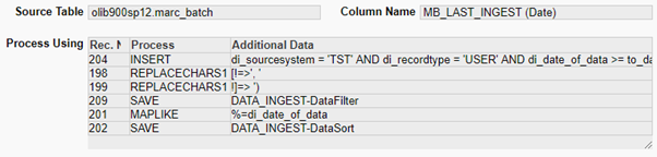 Data_ingest table, normally involves adding several processing steps.
