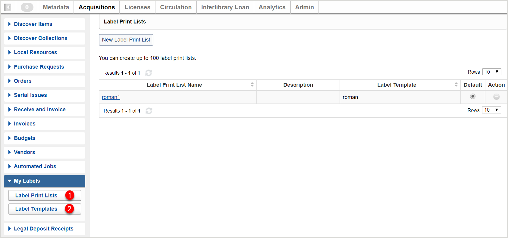 My Labels interface overview