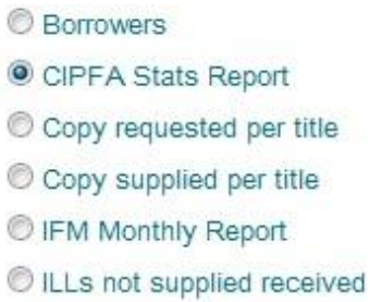 CIPFA Stats Report selection