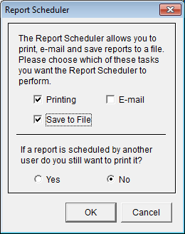 Report scheduler screen