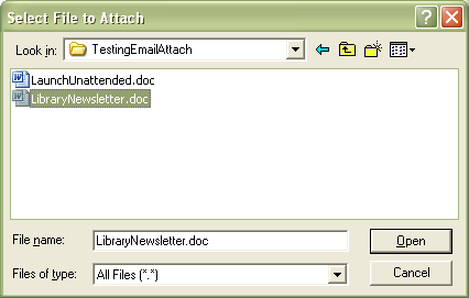Select File to Attach window