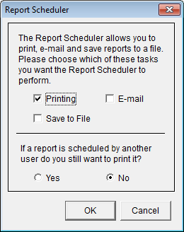 Report Scheduler window