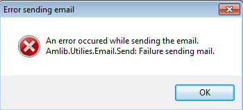 Error sending email window