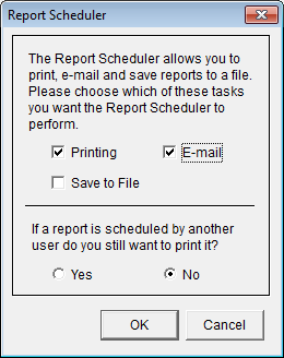 Report Scheduler window