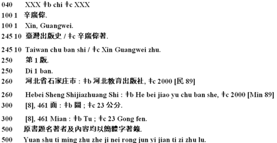 Record appropriately cataloged in Chinese