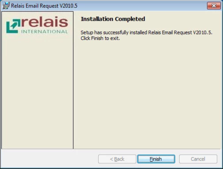 Relais Email Request V2010.5 window